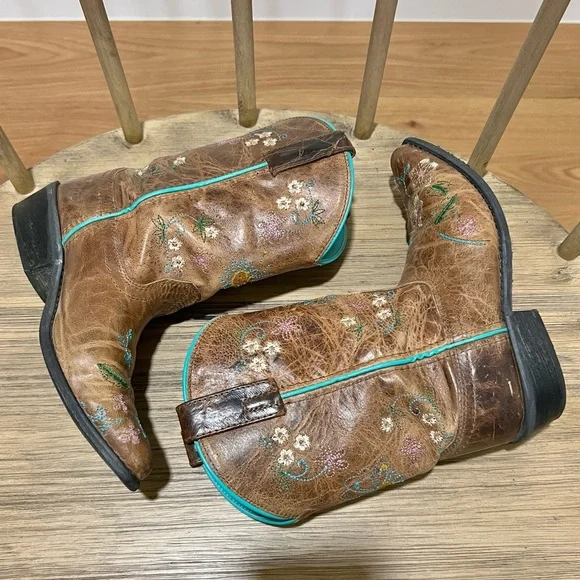 Smoky Mountain Florence Snip Toe Boots Leather & Floral Embroidery Girl's Sz. 2 - Picture 8 of 11